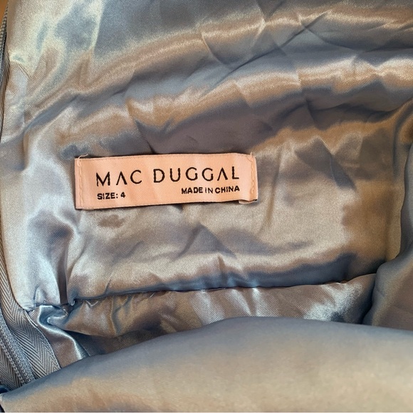 MAC DUGGAL High Neck Tiered Maxi Dress Slate Blue Metallic Silver Formal  Size 4 - Picture 10 of 15